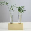 プランターポットガラス花瓶透明ヴィンテージ木製フレームアレンジメントテストチューブ水耕栽培フラワーポットデスクトップデコレーションR230620の装飾