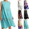 Casual Dresses Women'S Stretch Cotton And Linen Comfortable Beach Dress Flame Evening For Women Maxi