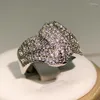 Klusterringar 925 Sterling Silver Geometric Zircon Ring Full Diamond Inlaid Stone Big Men and Women Party Födelsedagsmycken gåva