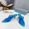 Designer Elegant Ladies Pumps Sexy Sandals Pointed Toe Dress Shoes Flat Crystal Slippers High Heels Luxury Women Slippers Open Party EUR