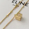 cube designer marque de luxe pendentif colliers pour femmes vintage rétro 18k or cubique charme collier ras du cou boucles d'oreilles avec bling diamant brillant bijoux en cristal