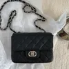 Luksusowe designerskie torba na ramię CF z czarną złotą klamrą i diamentową siecią kratową modne torby retro crossbody