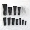 Récipient de crème pour les mains en plastique PE vide noir, tubes de tuyau souples cosmétiques Squeeze, tube cosmétique portable avec bouchon à vis F1403 Dlqus