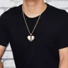 Pendant Necklaces Bubble Letter Broken Heart Neckle Pendant Charms Chain for Men Real Gold Plated Hip Hop Jewelry J230620