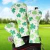 Andra golfprodukter Tre bladgrässtil mjuk pu läder tryckt golfklubb headcover 3 -stycken set med bundna förare lekplats trä blandat täckning 230620