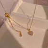 Pendentif Colliers 2023 Mode Japon Corée Micro Incrusté Amour Titane Acier Lumière De Luxe Collier Pour Femmes Bijoux De Noce