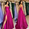 Vestidos de Baile Sexy Rosa Rosado Spaghetti Glitter Vestidos de Noite Pregas com Renda nas Costas Formal Tapete Vermelho Vestido Longo para Ocasiões Especiais