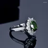 Cluster Rings Style Princess Square Imitation Emerald Tourmaline Open Ring Female