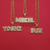 Pendant Necklaces Grandbling Customized Letters Pendant Iced Out Zircon Letters Nekcle with Rope Chain Choker for Women Hiphop Neckle for Man J230620