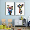 Pintura em tela texturizada de alta definição pôsteres de animais pintados e murais impressos de sala de estar arte abstrata decoração de casa L230620