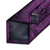 Bow Ties Luxury Purple Silk för män Fashion Wedding Neck Tie Gifts Tillbehör Manschettknappar Handduk Ring Set 230619