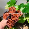 Mahogany Obsidian Flower Valentine's Day Gift Handmade Natural Quartz Crystal Gemstone Rose Sculpture Beautiful Reiki Mineral Rock Blossom Specimen Carving Decor