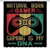 Douchegordijnen jongens gaming blauw gamepad gamer waterdicht gordijn tieners kinderen videogames actieknoppen decor bad