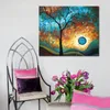 Trees Abstract Canvas Art Aqua Burn Painting Handmade Cafe Bar Modern Decor