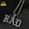 Pendentif Colliers THE BLING KING Personnalisé Vintage Ancien Anglais Nom Numéro Micro Pavé CZ Personnalisé Lettre Initiale Pendentif Collier Hiphop Bijoux J230620