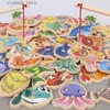 Montessori Education Wood Toys Magnetic Fishing Toys Baby Cartoon Marine Life Cognition Fish Games Education Toys for Kids L230518