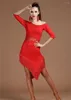 Stage Wear Ladies Latin Dancing Costume Female Adult Oblique Dress Practice Dance Tassel Skirt Performance Uniforms