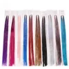 Brillant Étincelle Cheveux Tinsel 95 cm Mince Coloré Arc-En-Soie Extensions De Cheveux Éblouit Femmes Hippie pour Tressage Coiffe