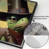 Funny Animal Frogs Portrait Posters and Prints Wall Art Pictures Laughing Cowboy Frog Canvas Painting Cuadros Home Decor Mural L230620