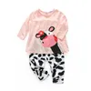 Set di abbigliamento Baby Set Born Clothes T-shirt in cotone con leggings Cute Cartoon Cow Printed Girls Bebes Boys