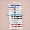 Chaîne 12 pièces/ensemble Bracelet papillon multicolore perles de cristal de bohème corde à main filles accessoires de fête livraison directe Otazl