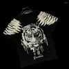 Herr t-skjortor kläder för män sommar kortärmad t-shirt koreansk modemärke tiger tryck rund hals smal fit casual toppar