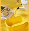 Vendita all'ingrosso! Piccola anatra gialla Scatola da pranzo isolata in acciaio inossidabile Scatola da pranzo portatile per studenti Scatola portatile Bento con scodella per zuppa Set di stoviglie divise A0129