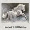 Peinture à l'huile abstraite faite à la main sur le chef-d'œuvre d'art de mur vibrant de cheval gris de toile pour le bureau