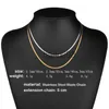 Pendant Necklaces Vinagte Squares Crystal Pendant Neckle for Women Dazzling Zircon Gold Color Stainless Steel Choker Snake Chain on Neck Jewelry J230620