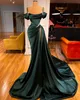 Dunkelgrüne Abendkleid Spaghetti Perlen Schlitzparty Prom Kleider Falten Few Zug formelles langes Kleid für besondere OCN