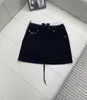 Skirts designer Summer New Spicy Girl Style Celebrity Fashion Pocket Triangle Decoration Wrap Hip Denim Short Half Skirt Women 1CA4