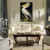 Modern Hand Painted Abstract Canvas Art American White Pelican John James Audubon Oil Painting Home Decor for Bedroom