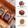 Boîtes de montres Hemobllo Watch Roll Travel Case 3 Slots Leather Watch Rolls Box Watch Roll Organizer Brown 230619