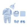 Ensembles de vêtements 6pcs bébé garçon combinaisons mode coton solide né infantile garçons barboteuse tenues vêtements