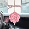 Portachiavi a forma di fiore di rosa fatto a mano all'uncinetto per decorazioni di ornamenti da appendere per auto