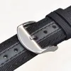 Titta på band 20mm 22mm nylon äkta läderrem för Seamaster 300 Diver Curved End Men Quality Canvas Ersätt Watch Band Armband 230619