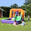 Corrediça inflável Bounce House Castle Combo Bouncer Slide com poço de bola Cesta de basquete Múltipla diversão para crianças Brincar ao ar livre Quintal Presentes de aniversário Casa de brincar interna