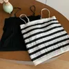 Kobiety damskie Kamery Camisole Crop Top z wbudowanymi serwisami biustonosze femme kontrastujące kolory Stripe Camis Tops Tlee Bez rękawów