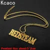 Pendant Necklaces Personalized Stainless Steel Neckle with Large Name Pendant Custom Men Nameplate Gold Plated 2.5mm Bead Chain Handmade Gift J230620