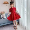 Fille robes 2023 été enfants filles solide chinois rouge Cheongsam Qipao princesse adolescent année vêtements 4 7 8 9 10 12 14 ans