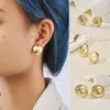 Hoopörhängen 2023 Fin Heavy Duty Gold Plated Stud Punk Alloy Polished Earring Hoops Geometric Frosted Craft Jewellery