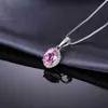 Pendant Necklaces JewelryPale 1.7ct Created Pink Sapphire 925 Sterling Silver Halo Pendant Neckle for Woman Fashion Engagement Gift No Chain J230620