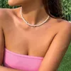 Boho Sweet Love Heart Imitation Pearl Choker Halsband Kvinnor Wed Bride Handgjorda pärlor CLAVICLE Kedja Y2K -smycken