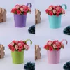 Planters POTS Colorful Metal Iron Flower Wall Hanging Flower Plants Pot Hook Bucket Tin Garden Planter Pots Balkong Hängande saftig korg R230620