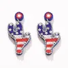 Dangle Boucles D'oreilles Feutre Dos À La Main Graine Perlé Drapeau Américain Créatif Jour De L'Indépendance Déclaration Boutique Bijoux Pour Femmes