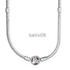 Colares com pingente Poetic Blooms Love Heart Ball Barrel Clasp Snake Chain 925 Sterling Silver Necklace For Fashion Bead Charme DIY Jóias J230620