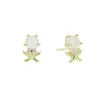 Stud Earrings 925 Sterling Silver 18k Gold Plated Vermeil Jewelry Delicate Dainty Multi Piercing Small Tiny Happy Octopus CZ Earring