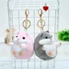 Moda Bonito Mini Desenho Animado Portátil Hamster Boneca de Pelúcia Pingente Chaveiro Rato Chaveiro Brinquedo Mochila Escolar Acessórios 10cm