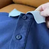 Camisetas masculinas de verão negócios bordados camisa polo de manga curta masculina plus size solta blusa branca casual