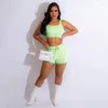 Women's Tracksuits 2023 Knitted Women's Jacquard Midriff Outfit Vest Top Shorts Party Body-Hugging Suit Summer